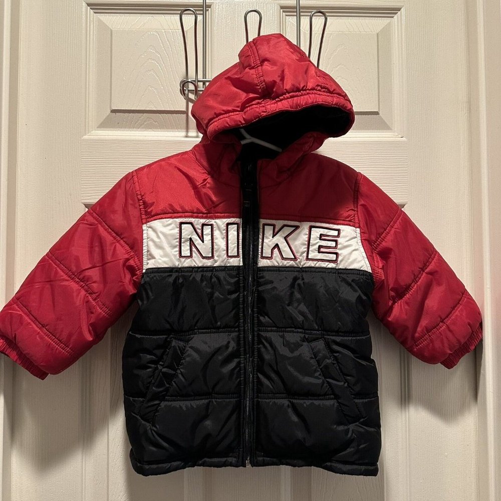Nike Toddler Boys Hooded Puffer Jacket Color Block 3T